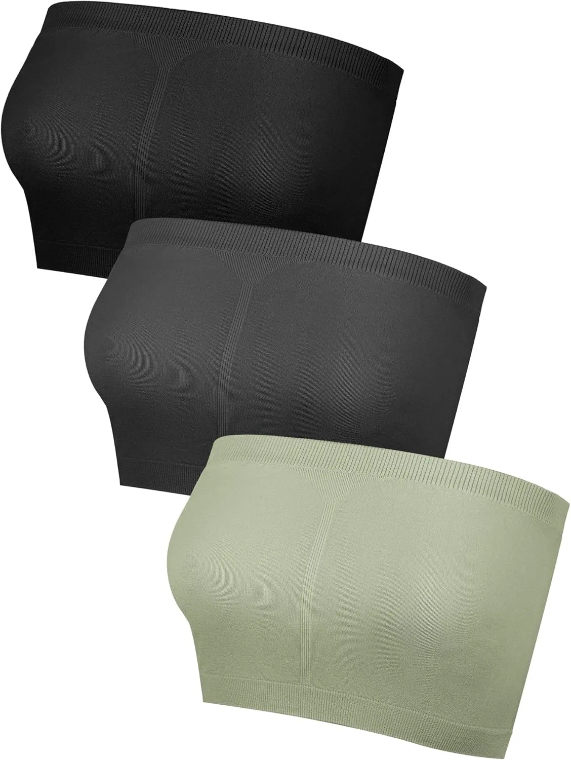 3 Pieces Bandeau Bras Women Stretch Strapless Bralettes Non Padded Stretch Top Tube Bras for Women Girls