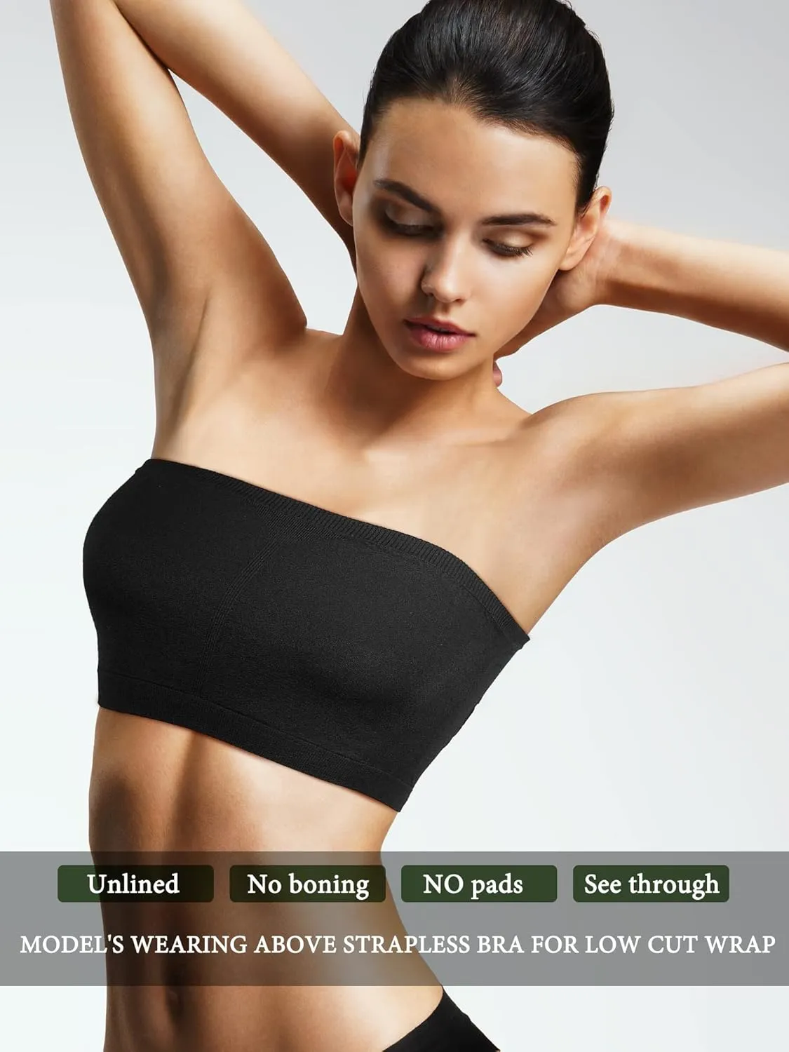 3 Pieces Bandeau Bras Women Stretch Strapless Bralettes Non Padded Stretch Top Tube Bras for Women Girls