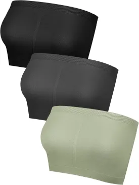 3 Pieces Bandeau Bras Women Stretch Strapless Bralettes Non Padded Stretch Top Tube Bras for Women Girls