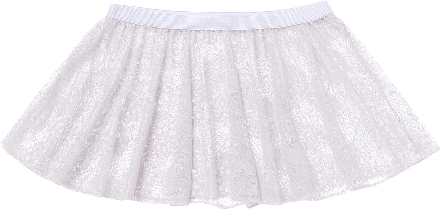 ABAFIP Sissy Skirts for Men Crossdressing Lingerie Sheer Lace Floral Flared Pleated Micro Mini Skirt Nightwear
