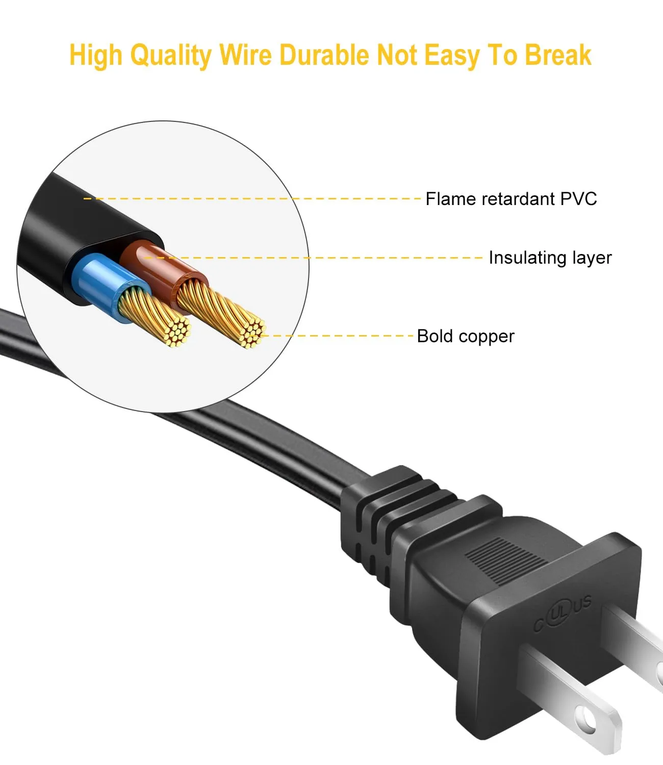 AC TV Power Cord 10 Feet for PS4 PS5 Samsung LG TCL Toshiba Hisense Cannon Pixma HP Dell Epson Printer PlayStation 5 4 Xbox One Universal 2 Prong Cable Replacement