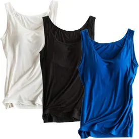 Alizeal 3 Pcs Women's Basic Solid Camisole Stretch Casual Tank Tops