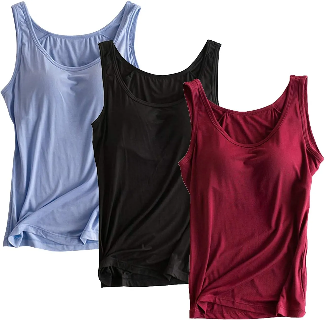 Alizeal 3 Pcs Women's Basic Solid Camisole Stretch Casual Tank Tops