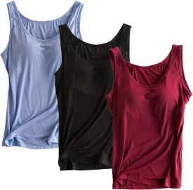 Alizeal 3 Pcs Women's Basic Solid Camisole Stretch Casual Tank Tops