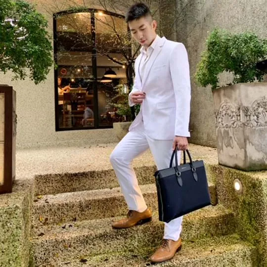 Alpha Leather-Trimmed Briefcase