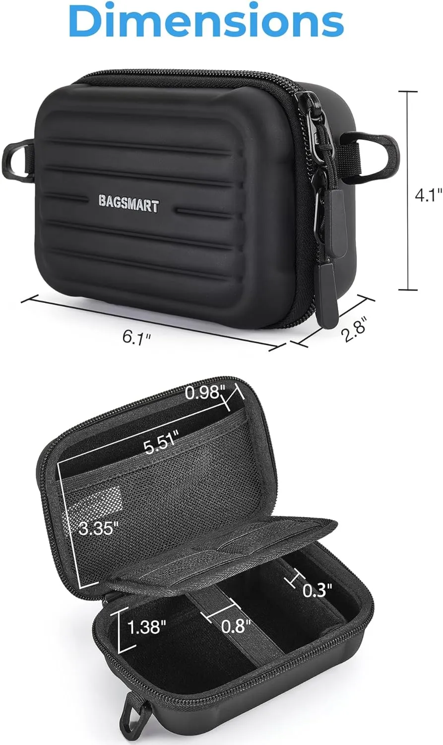 BAGSMART Digital Camera Case, Waterproof & Protective Small Camera Bag with 2 Carrying Ways, Lightweight camera sling bag for Canon PowerShot ELPH 180/190 / Sony DSCW800/DSCW830 - Black
