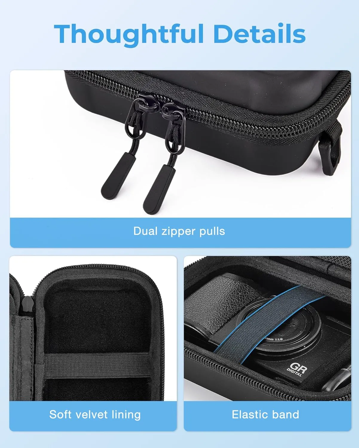 BAGSMART Digital Camera Case, Waterproof & Protective Small Camera Bag with 2 Carrying Ways, Lightweight camera sling bag for Canon PowerShot ELPH 180/190 / Sony DSCW800/DSCW830 - Black