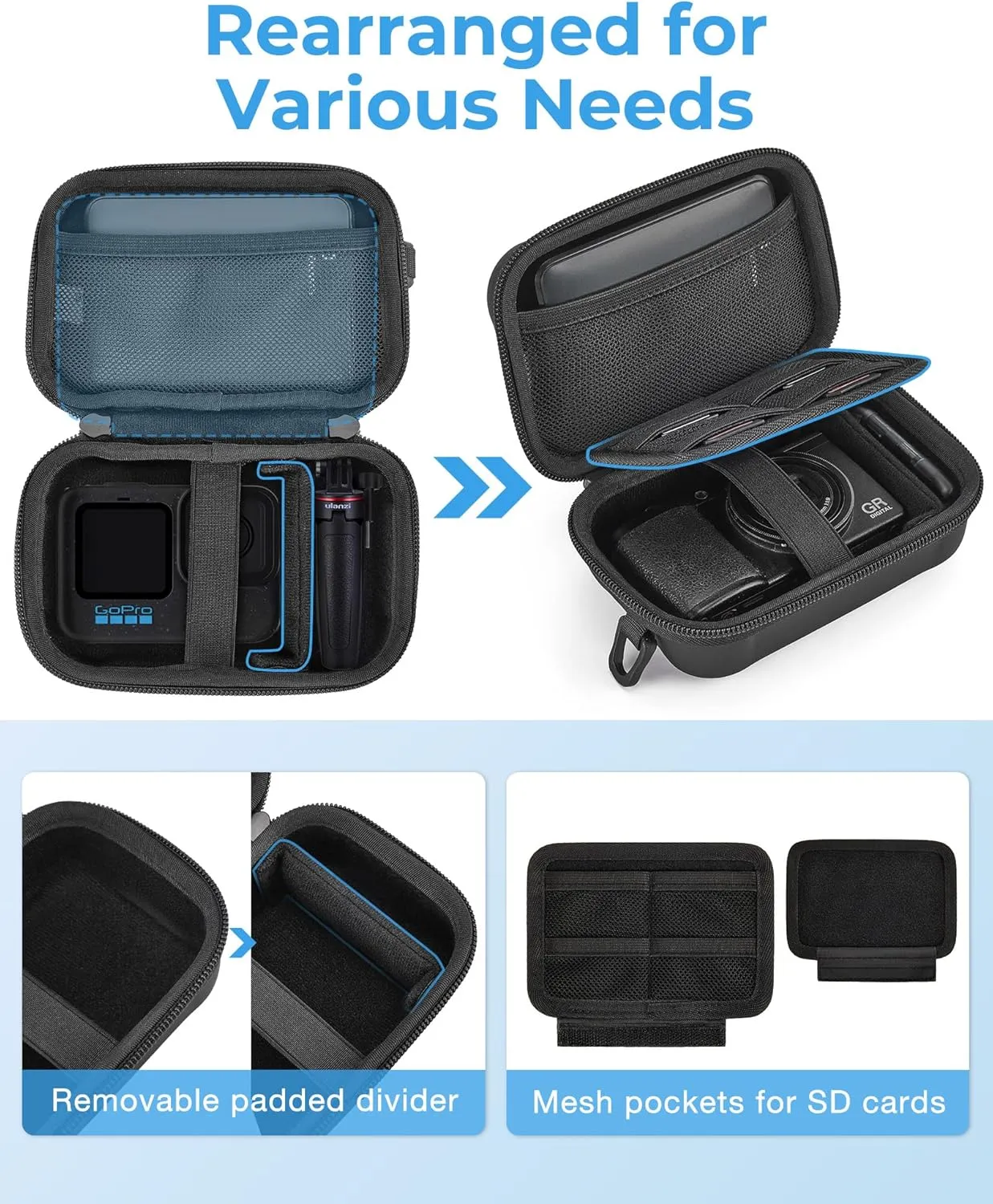BAGSMART Digital Camera Case, Waterproof & Protective Small Camera Bag with 2 Carrying Ways, Lightweight camera sling bag for Canon PowerShot ELPH 180/190 / Sony DSCW800/DSCW830 - Black