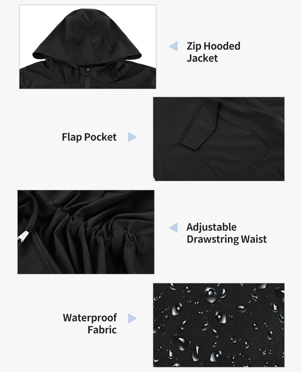 CARCOS Women Plus Size Raincoat Lightweight Waterproof Rain Jacket Travel Hooded Trench Coat XL-5XL