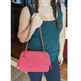 Chanel Bag Pink Quilted Tweed CC Camera Case