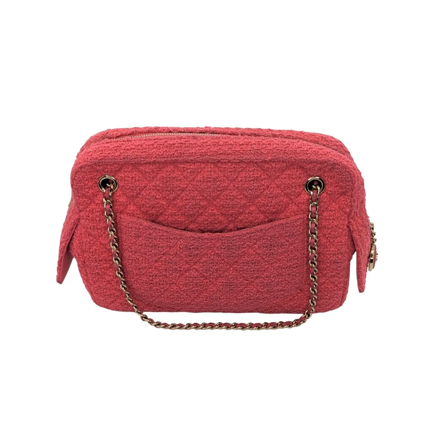 Chanel Bag Pink Quilted Tweed CC Camera Case