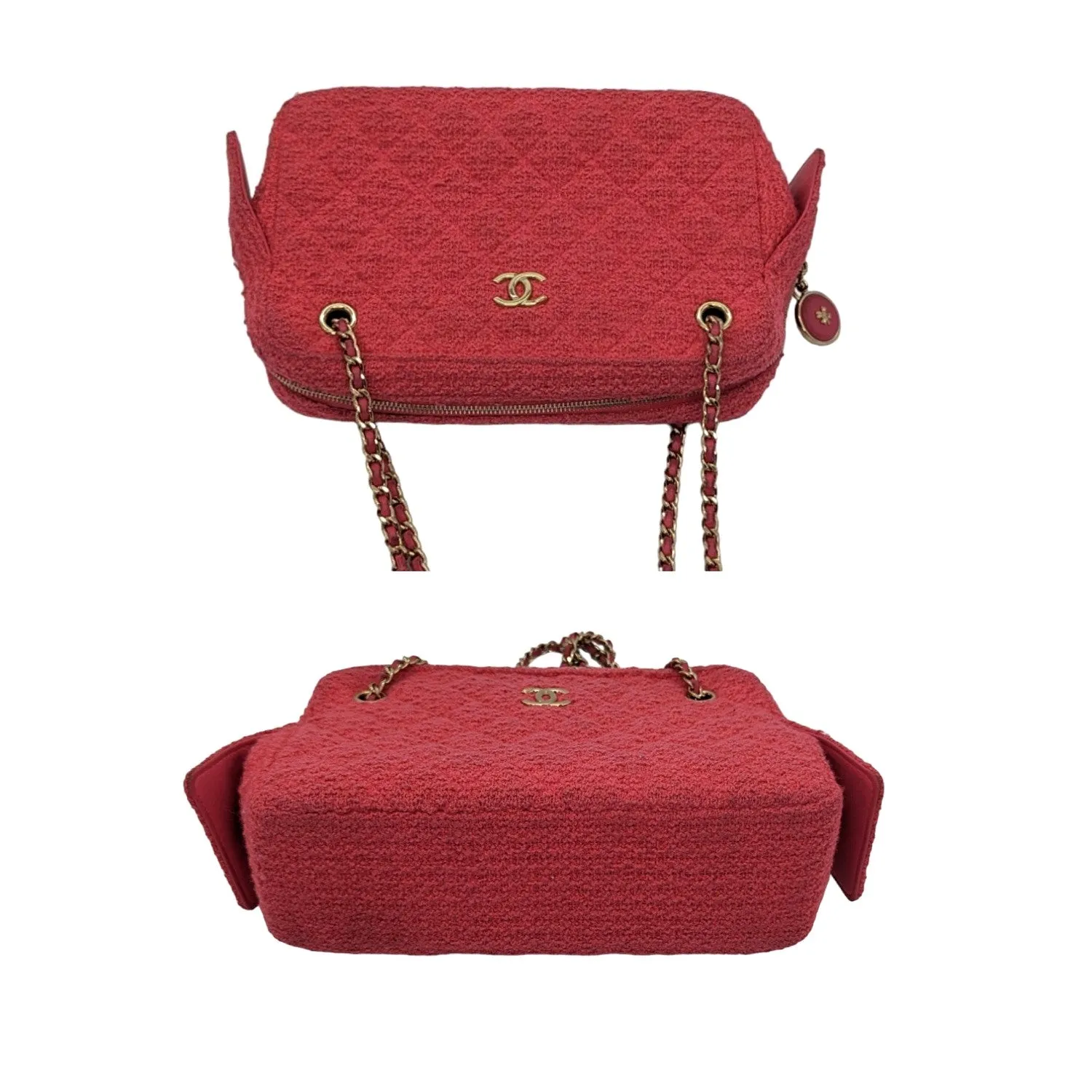 Chanel Bag Pink Quilted Tweed CC Camera Case