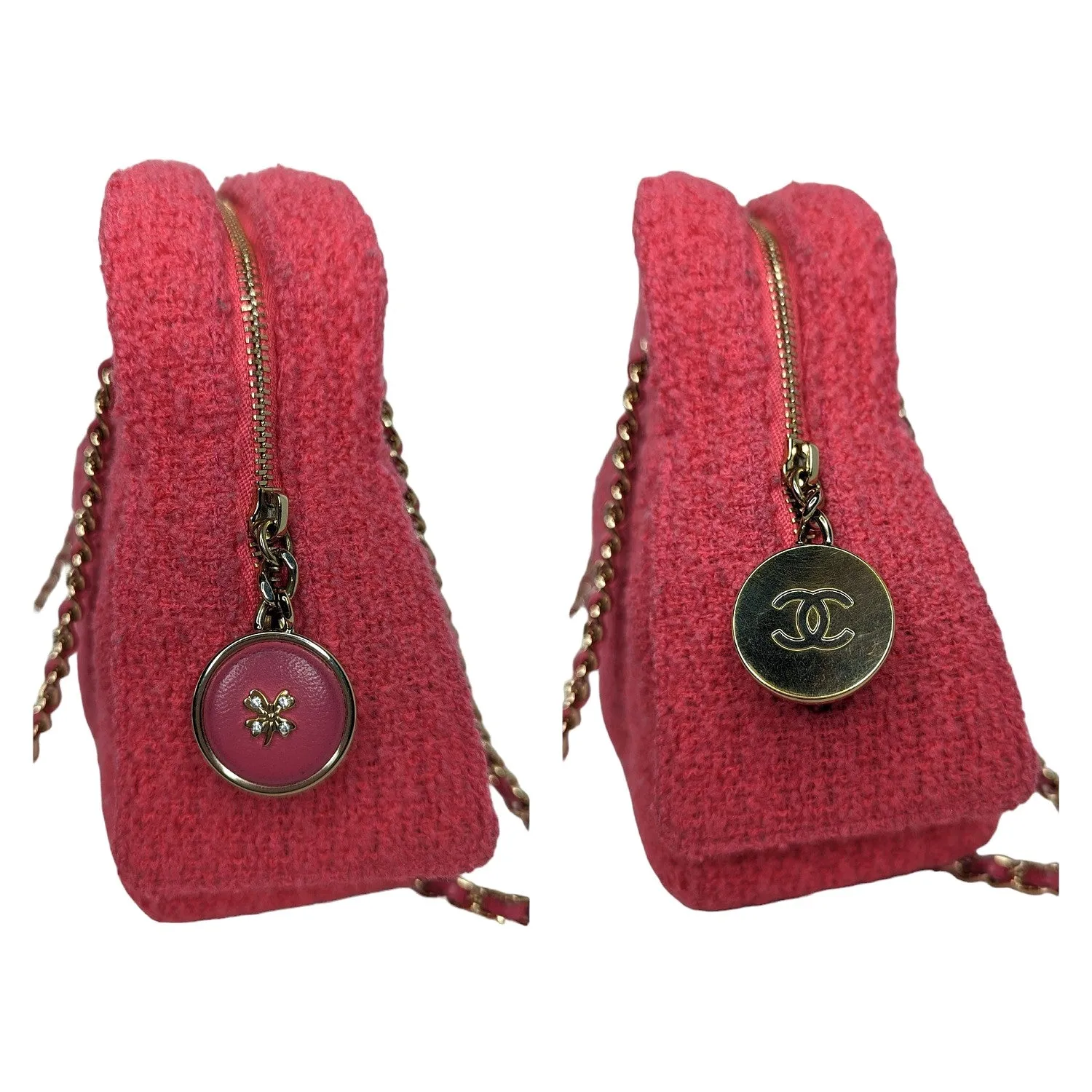 Chanel Bag Pink Quilted Tweed CC Camera Case