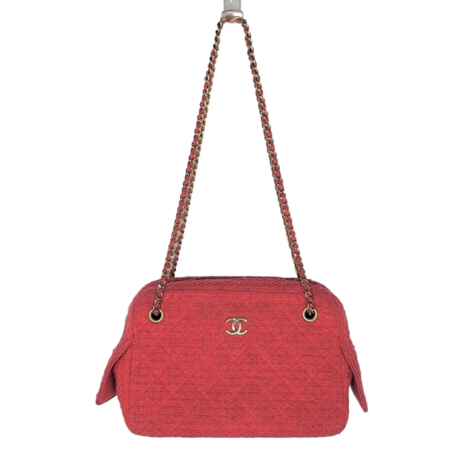 Chanel Bag Pink Quilted Tweed CC Camera Case