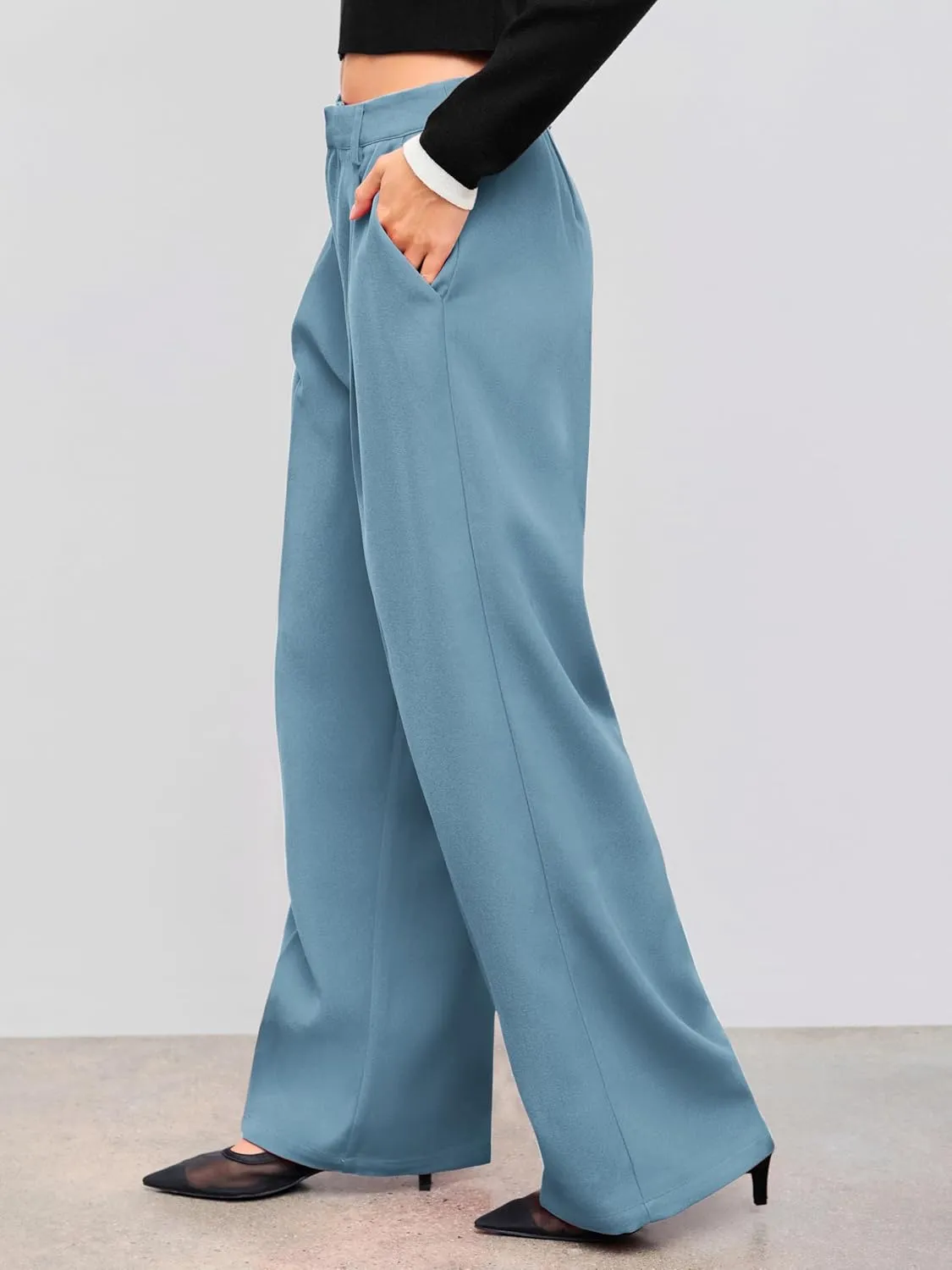 CIDER High Waist Pleated Wide Leg Pants