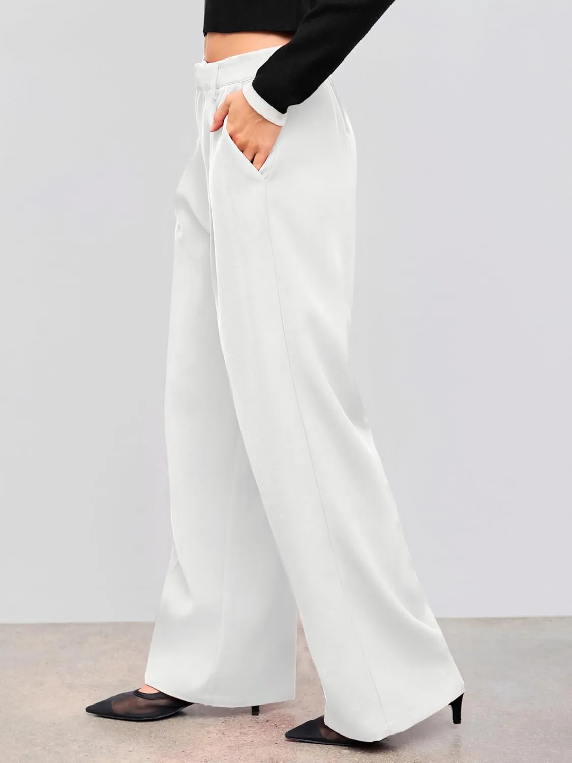 CIDER High Waist Pleated Wide Leg Pants
