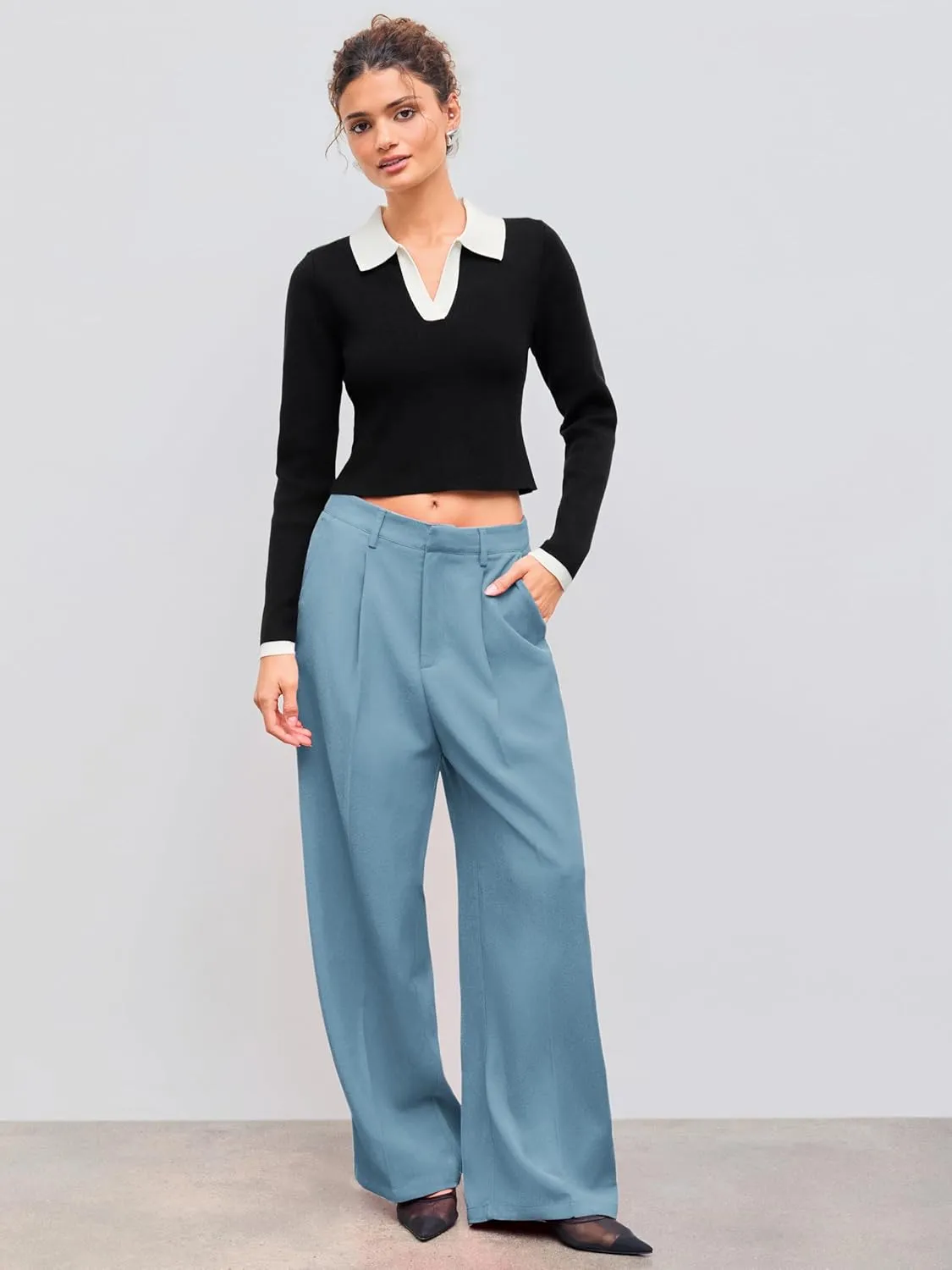 CIDER High Waist Pleated Wide Leg Pants