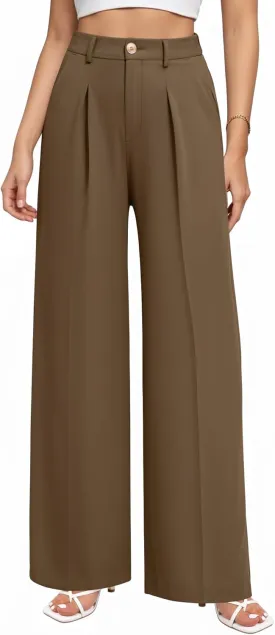 CLOZOZ Wide Leg Pants Women's High Waisted Work Trousers Regular for Office Business Casual