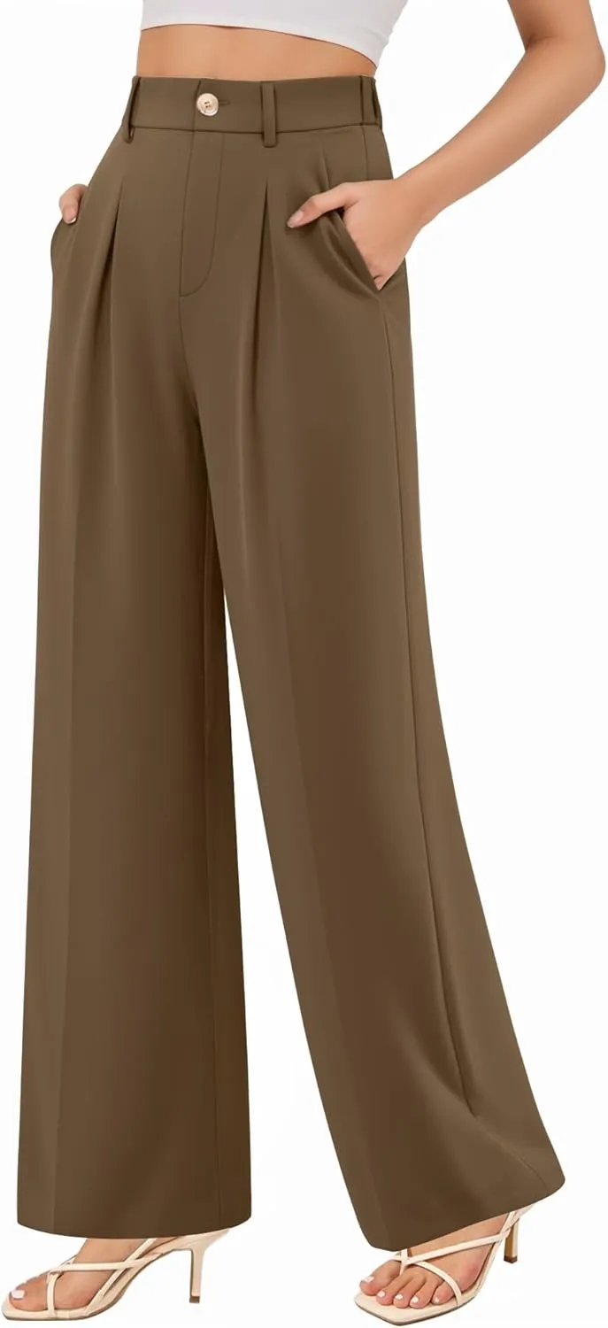 CLOZOZ Wide Leg Pants Women's High Waisted Work Trousers Regular for Office Business Casual