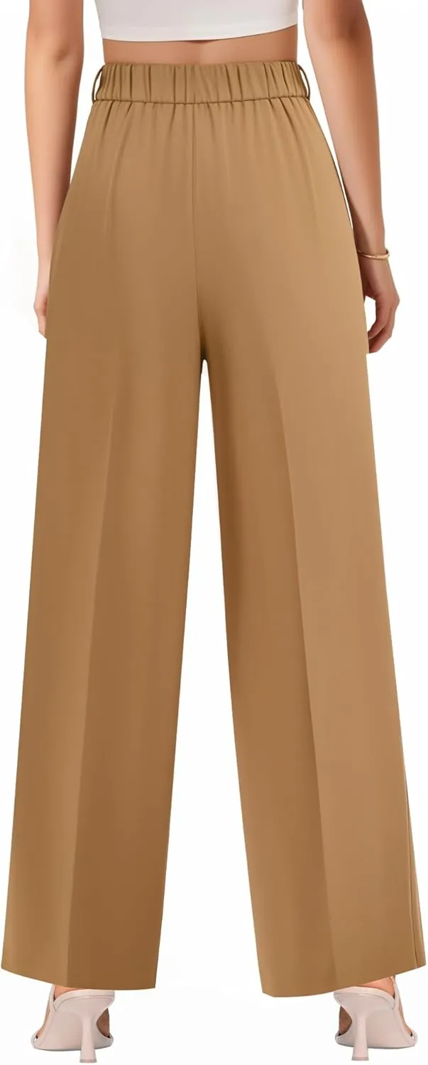 CLOZOZ Wide Leg Pants Women's High Waisted Work Trousers Regular for Office Business Casual