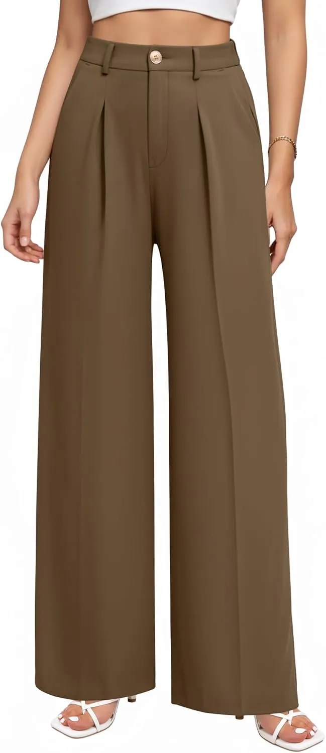 CLOZOZ Wide Leg Pants Women's High Waisted Work Trousers Regular for Office Business Casual