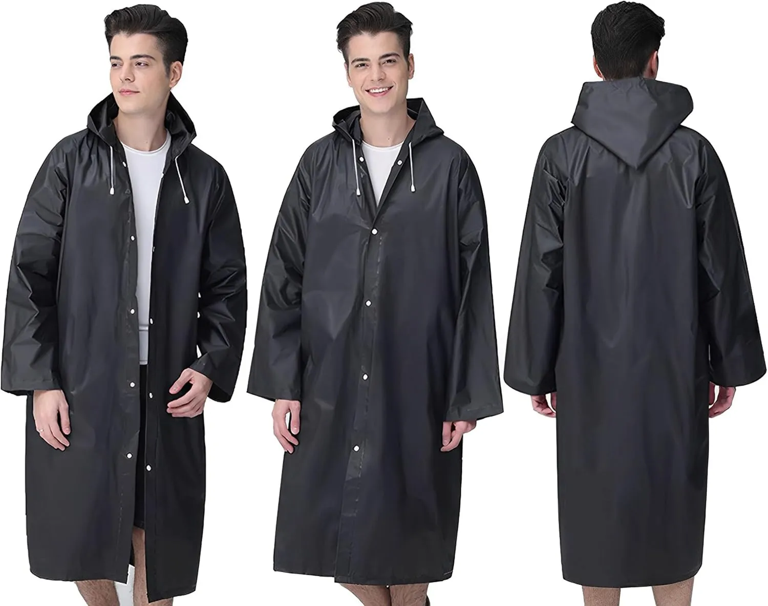 Cosowe Rain Ponchos for Adults Reusable, 2 Pcs Raincoats Emergency for Women Men with Hood and Drawstring
