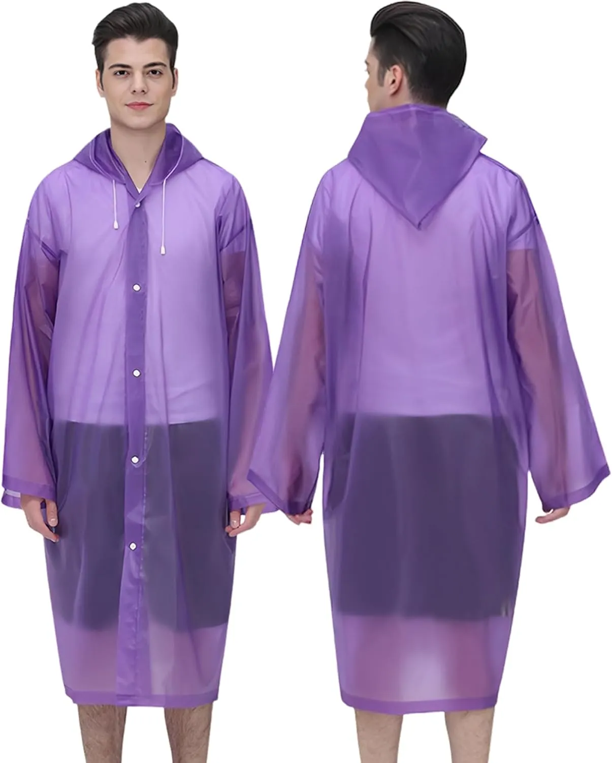 Cosowe Rain Ponchos for Adults Reusable, 2 Pcs Raincoats Emergency for Women Men with Hood and Drawstring
