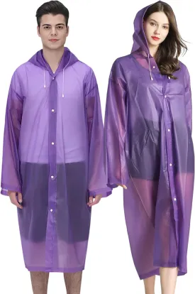 Cosowe Rain Ponchos for Adults Reusable, 2 Pcs Raincoats Emergency for Women Men with Hood and Drawstring