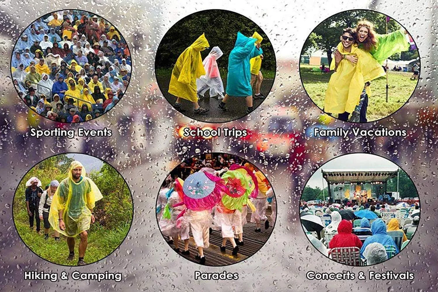 Cosowe Rain Ponchos for Adults Reusable, 2 Pcs Raincoats Emergency for Women Men with Hood and Drawstring