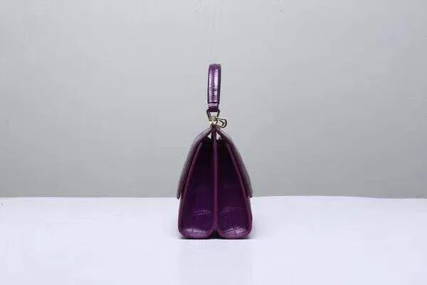 Crocodile Top Handle Bag Purple