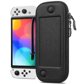 FINTIE Slim Carrying Case for Nintendo Switch OLED Model 2021/Switch 2017 - [Slim Fit] Shockproof Protective Travel Storage Bag with 10 Game Cartridges, Darknight