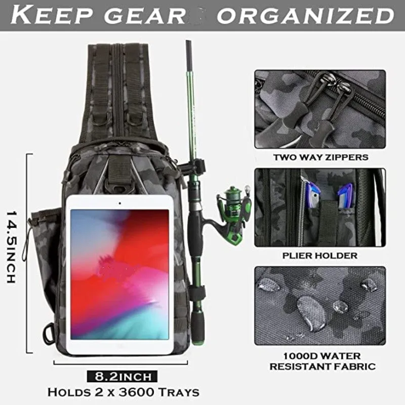 Fishing Tackle Waterproof Backpack Padded Shoulders/Backs, Rod Holders