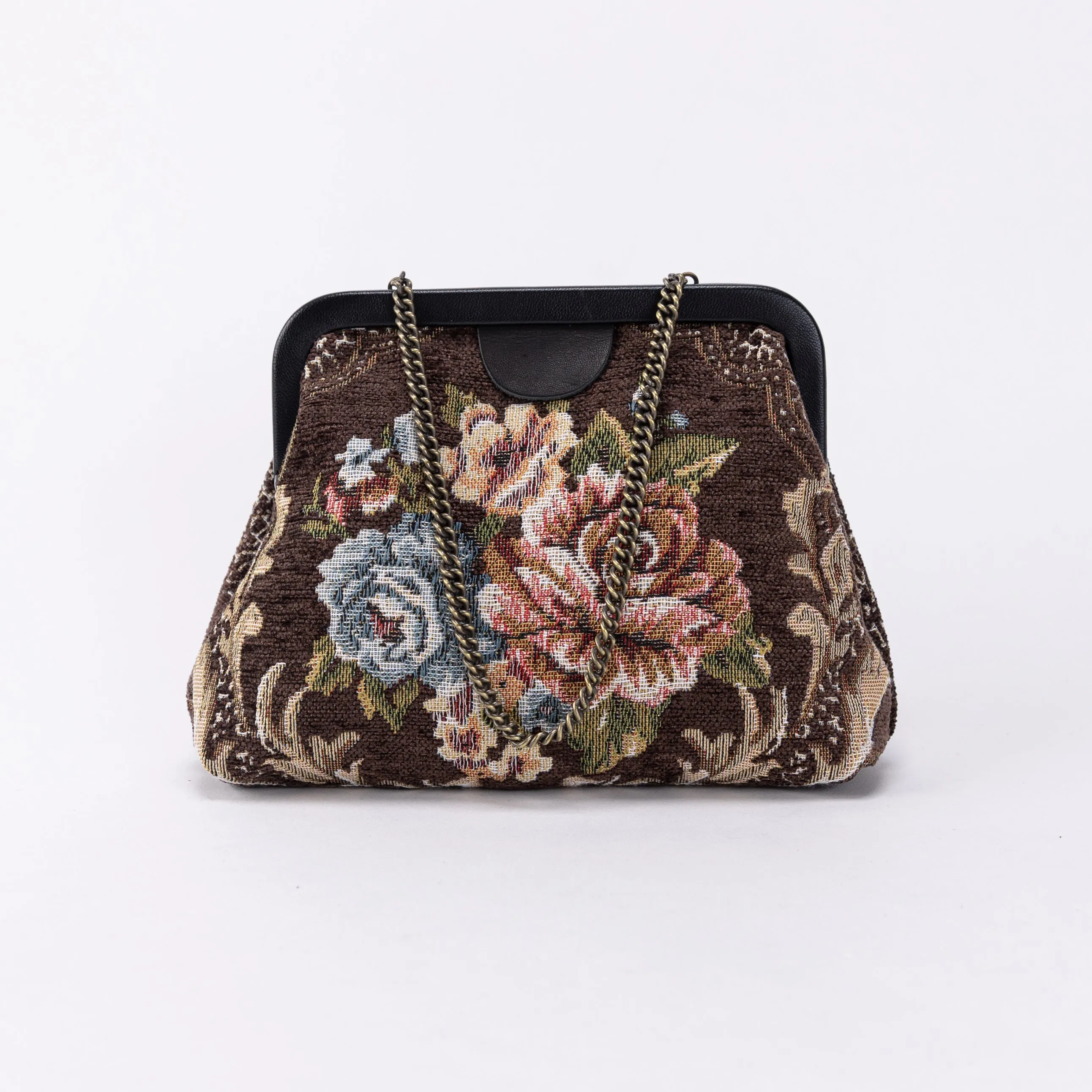 Floral Brown Alma Clutch