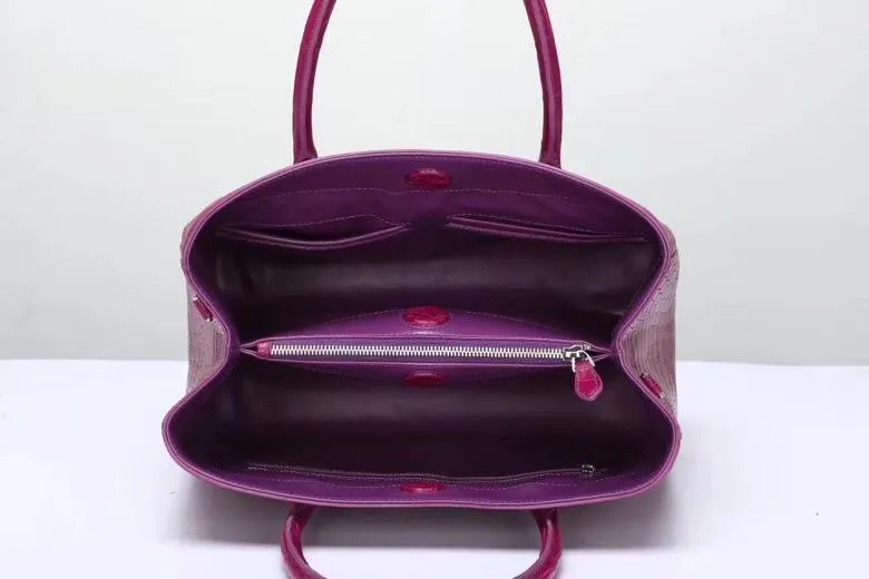 Genuine Crocodile Belly Leather Top Handle Bags For Women Wine Red 35cm