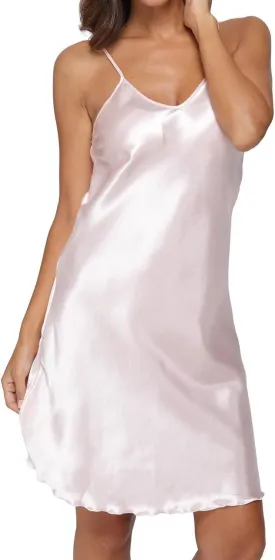 Giova Women's Satin Long Lingerie Chemise Strap Dress Sleepwear Sexy Nightgown