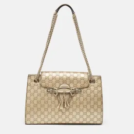 Gold Guccissima Leather Large Emily Chain Shoulder Bag