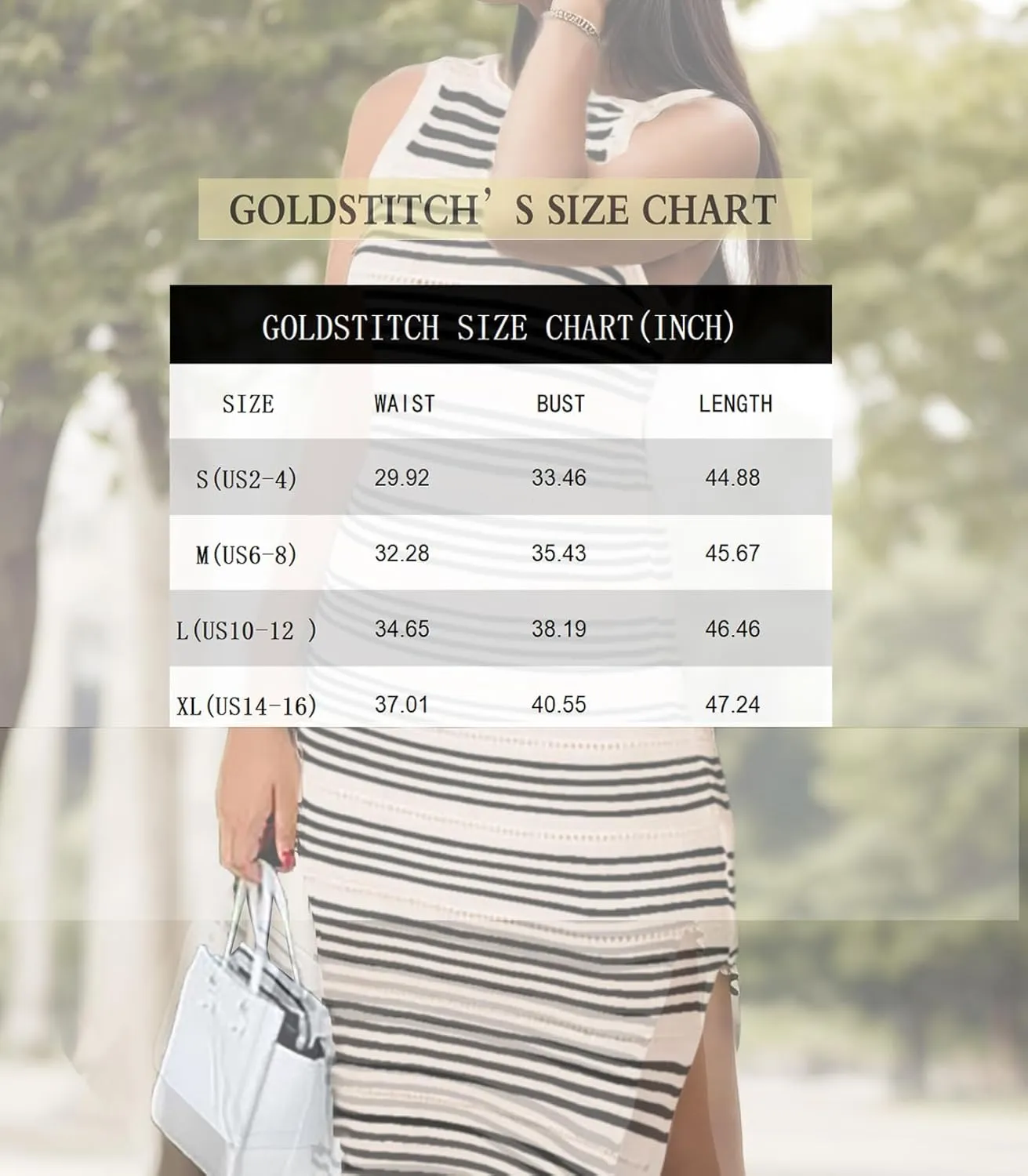GOLDSTITCH Women Casual Sleeveless Striped Tank Midi Dresses Summer Bodycon Hollow Out Knit Side Slit Striped Long Tank Dress