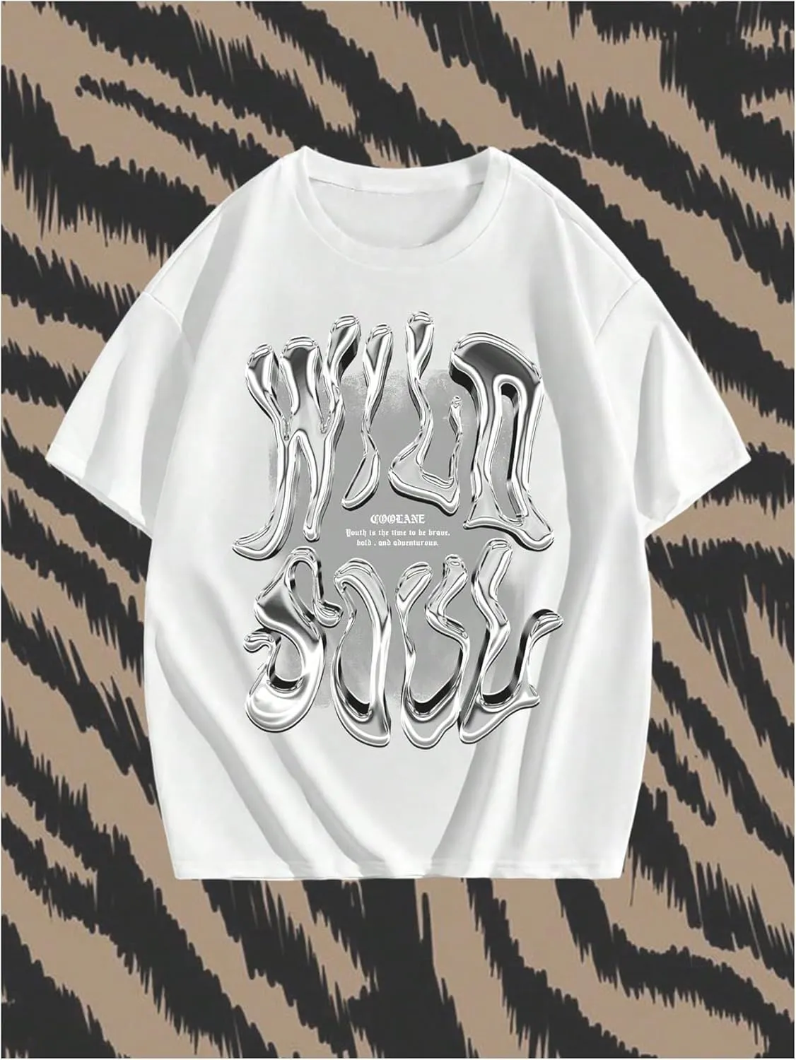 GORGLITTER Men's Cool Graphic T Shirts Oversized Short Sleeve Drop Shoulder Crewneck Tee Top