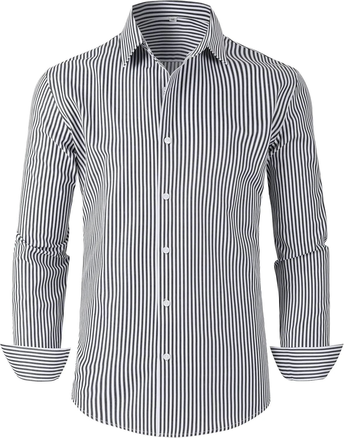 Grade 4 Wrinkle-Resistant Long Sleeve Striped Button-Down Shirt for Men Mens Dress Shirts