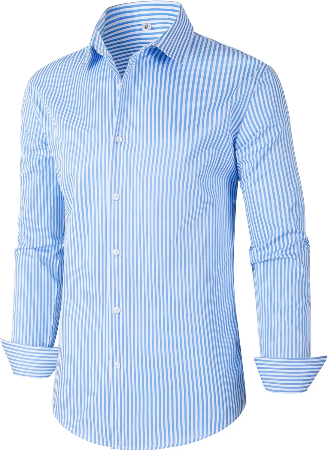 Grade 4 Wrinkle-Resistant Long Sleeve Striped Button-Down Shirt for Men Mens Dress Shirts