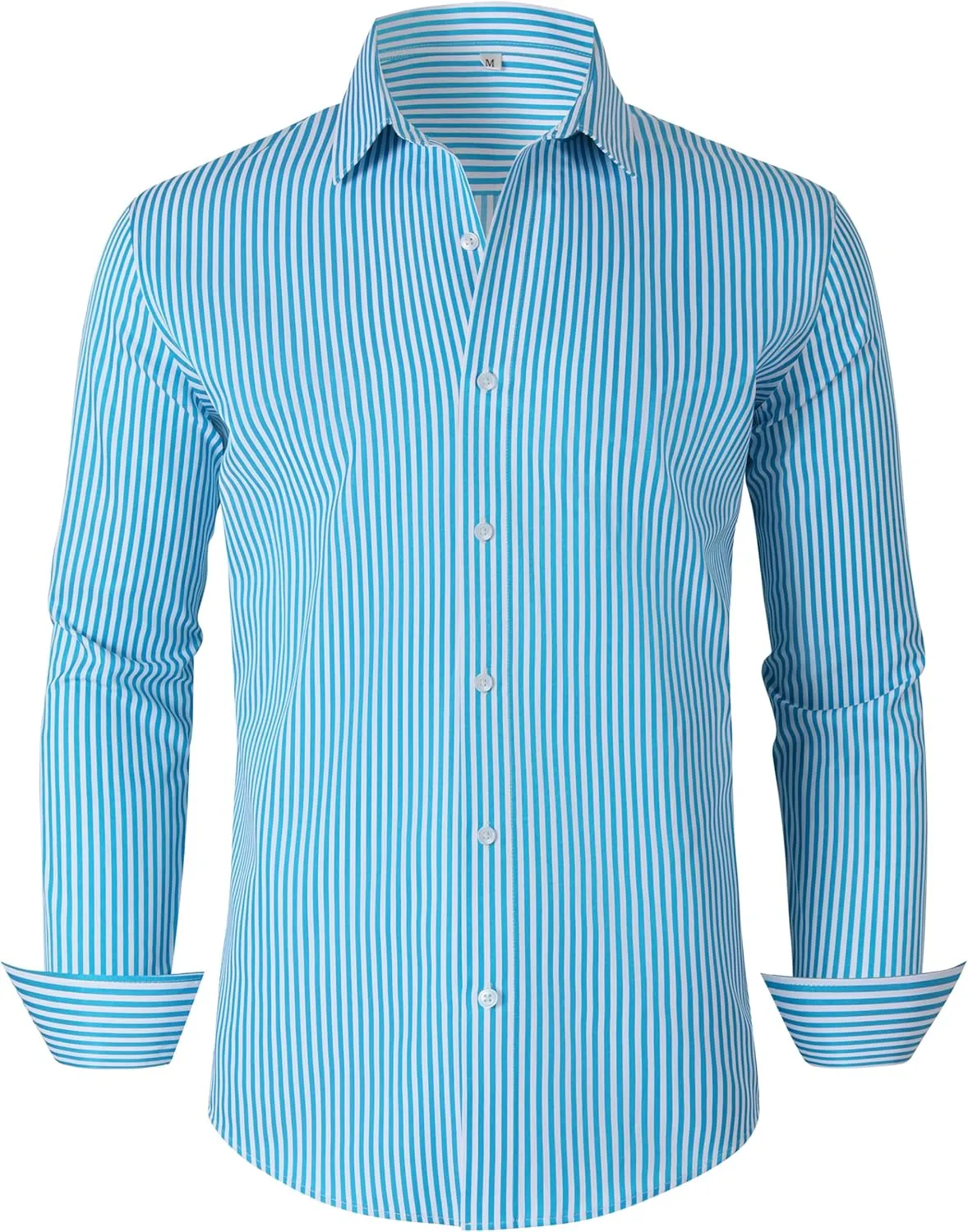 Grade 4 Wrinkle-Resistant Long Sleeve Striped Button-Down Shirt for Men Mens Dress Shirts