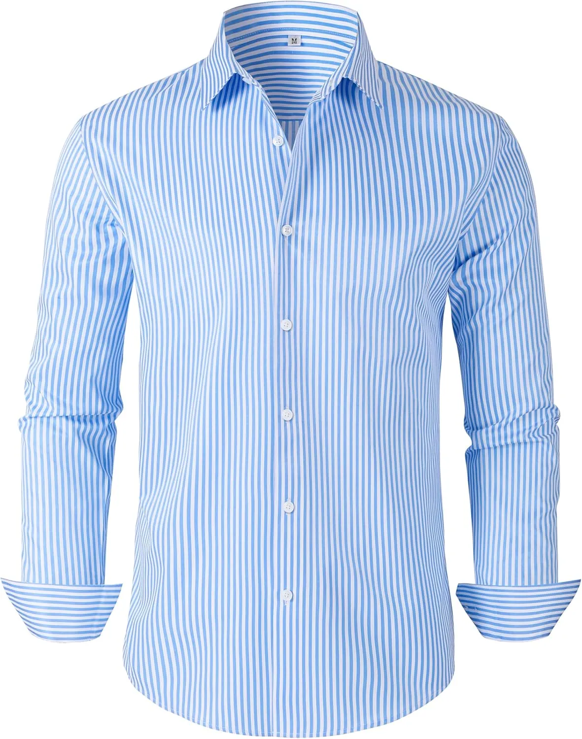 Grade 4 Wrinkle-Resistant Long Sleeve Striped Button-Down Shirt for Men Mens Dress Shirts