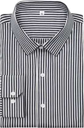 Grade 4 Wrinkle-Resistant Long Sleeve Striped Button-Down Shirt for Men Mens Dress Shirts
