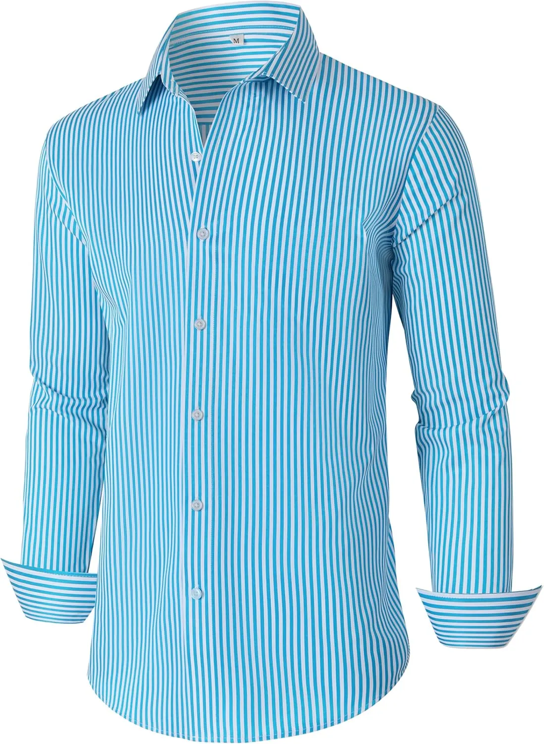 Grade 4 Wrinkle-Resistant Long Sleeve Striped Button-Down Shirt for Men Mens Dress Shirts