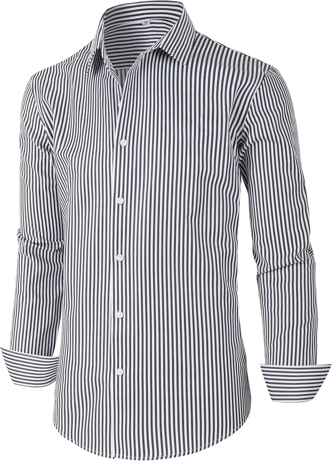 Grade 4 Wrinkle-Resistant Long Sleeve Striped Button-Down Shirt for Men Mens Dress Shirts