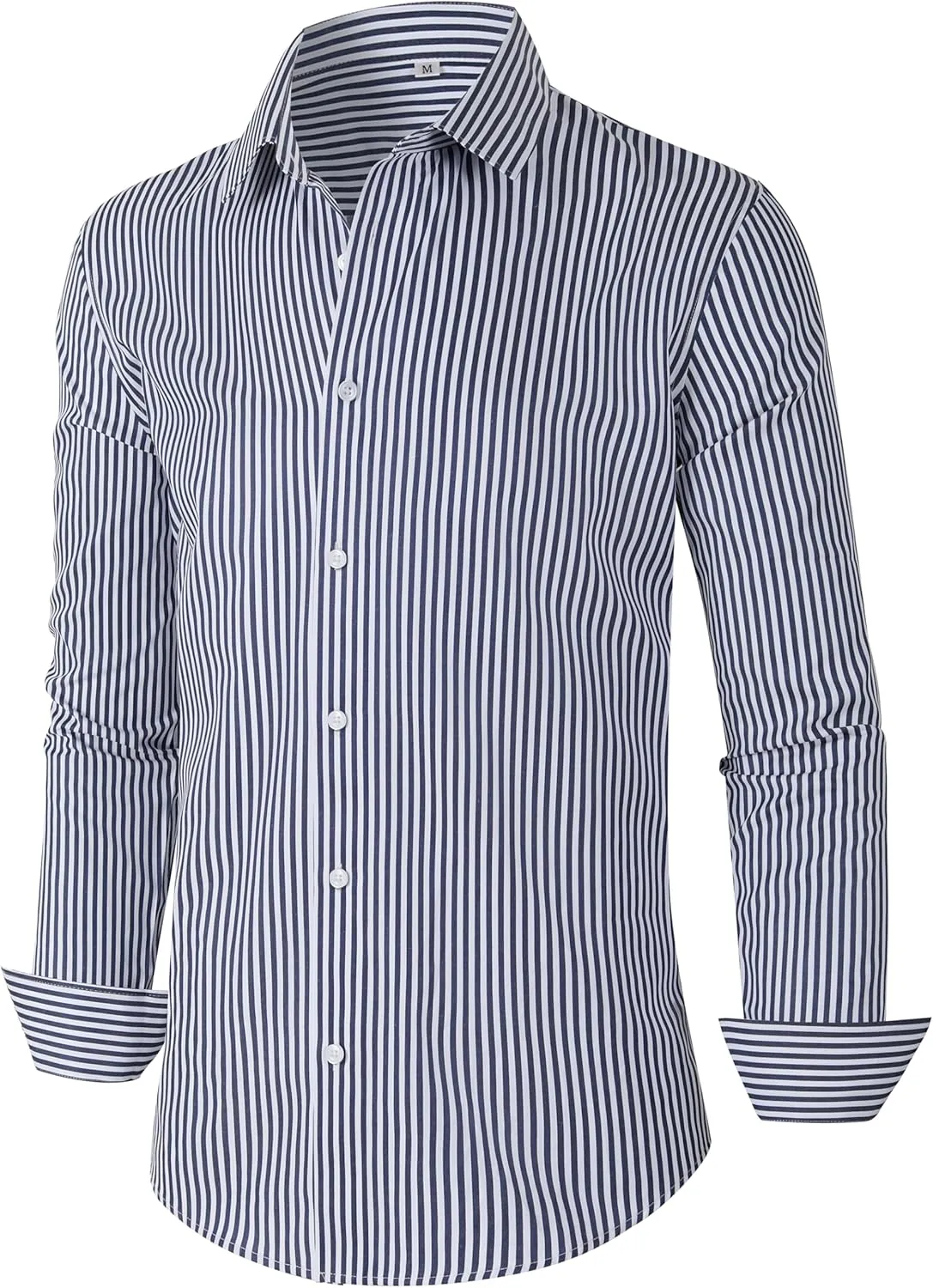 Grade 4 Wrinkle-Resistant Long Sleeve Striped Button-Down Shirt for Men Mens Dress Shirts