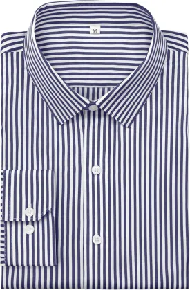 Grade 4 Wrinkle-Resistant Long Sleeve Striped Button-Down Shirt for Men Mens Dress Shirts