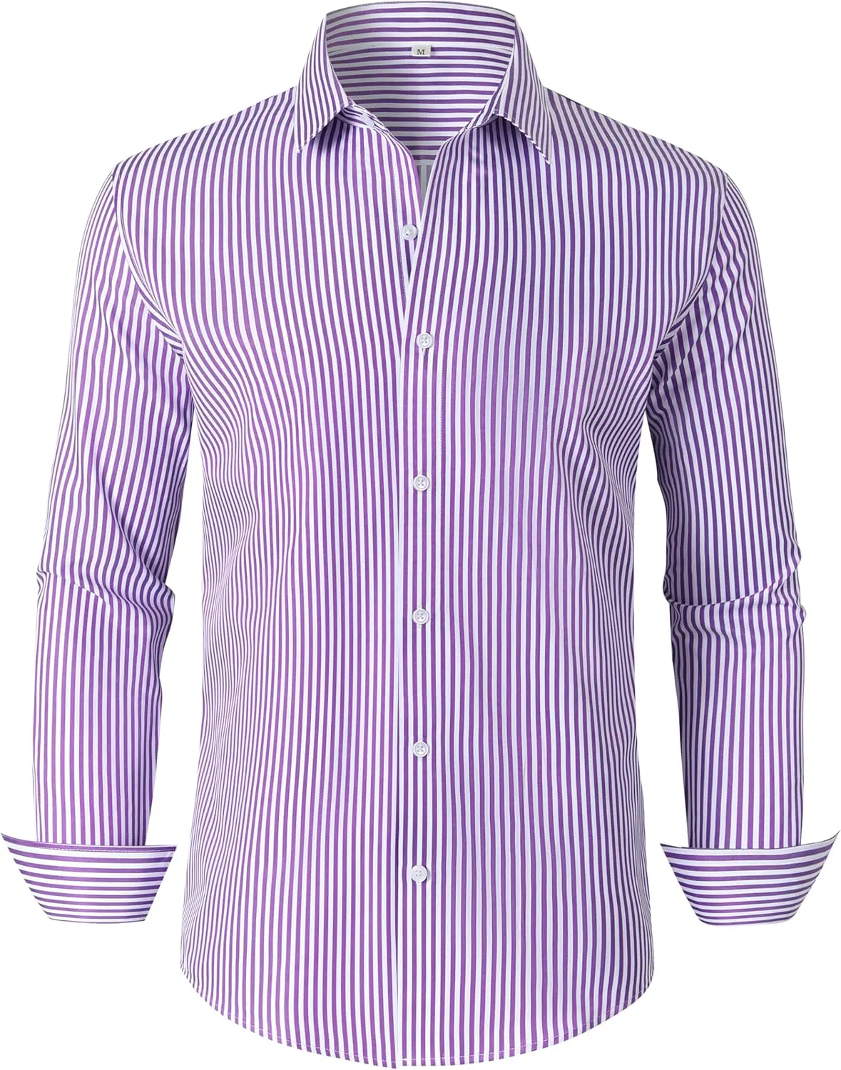 Grade 4 Wrinkle-Resistant Long Sleeve Striped Button-Down Shirt for Men Mens Dress Shirts