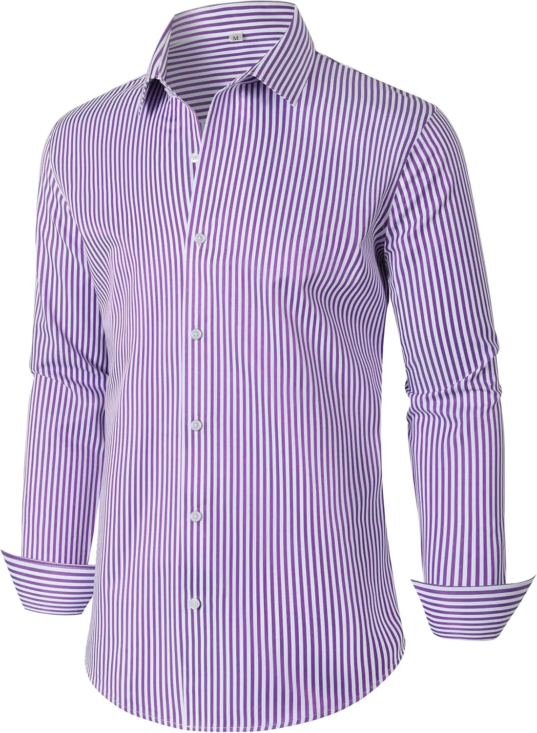 Grade 4 Wrinkle-Resistant Long Sleeve Striped Button-Down Shirt for Men Mens Dress Shirts