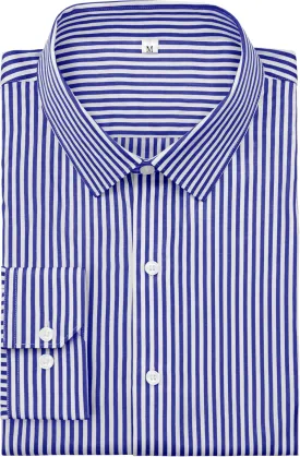 Grade 4 Wrinkle-Resistant Long Sleeve Striped Button-Down Shirt for Men Mens Dress Shirts